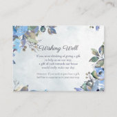 In Liefde Blauw Bloemen Wishing Well Bruiloft Informatiekaartje (Voorkant)