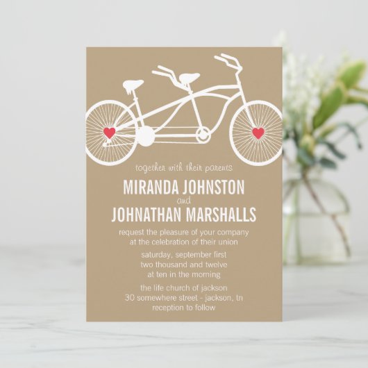 In liefde - Bruin fietsontwerp Wedding Invitations Kaart (Staand voorkant)