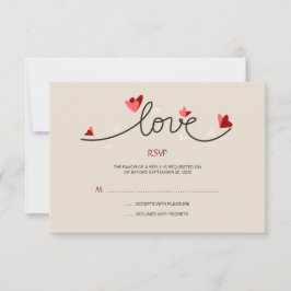 In Liefde Eenvoudige Elegante Tekst Bruiloft RSVP