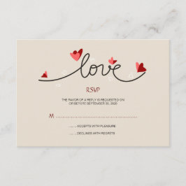 In Liefde Eenvoudige Elegante Tekst Bruiloft RSVP Kaartje