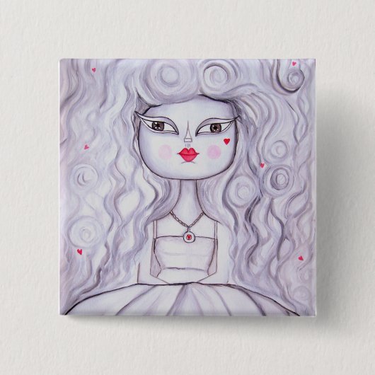 In-liefde-knop Vierkante Button 5,1 Cm (Voorkant)