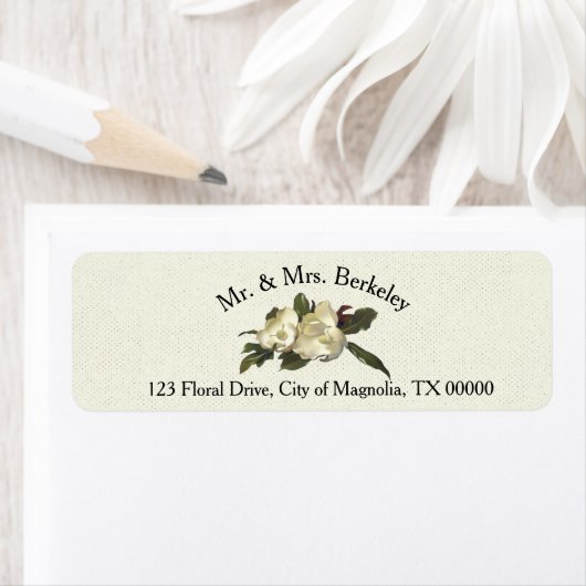 In Liefde -  Magnolia Floral Wedding Custom Etiket (Insitu)