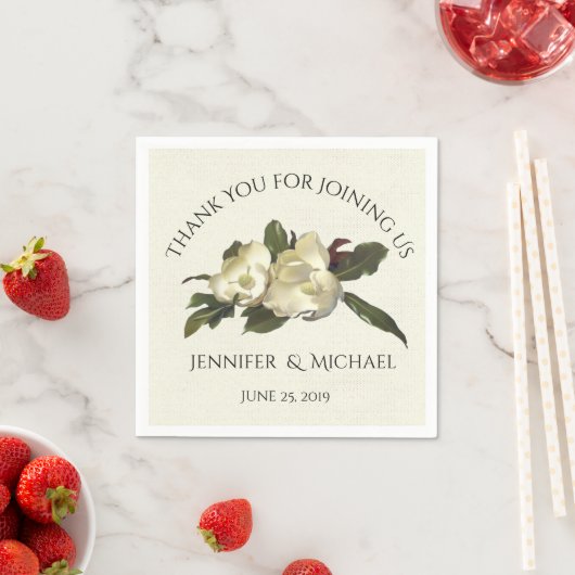 In Liefde -  Magnolia Floral Wedding Custom Servetten (Insitu)