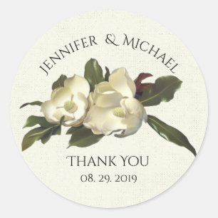 In liefde -  Magnolia Flower Custom Weddenschap Ronde Sticker