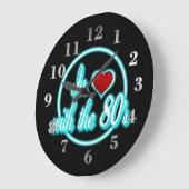 In liefde met de 80's Retro Blue Neon Logo-klok Grote Klok (Hoek)