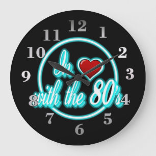 In liefde met de 80's Retro Blue Neon Logo-klok Grote Klok
