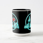 In liefde met de 80's Retro Blue Neon Logo Mok (Center)