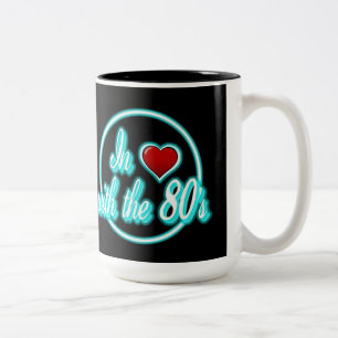 In liefde met de 80's Retro Blue Neon Logo Mok