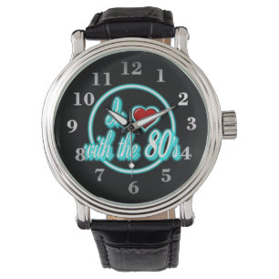 In liefde met de 80's Retro Blue Neon Logo Watch Horloge