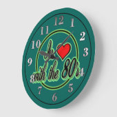 In liefde met de 80's Retro Green Logo Wall klok (Hoek)
