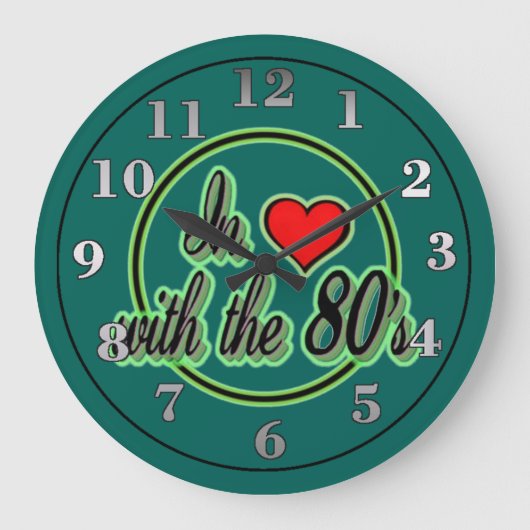 In liefde met de 80's Retro Green Logo Wall klok (Voorkant)