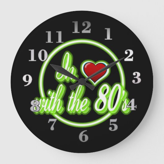 In liefde met de 80's Retro Green Neon Logo klok (Voorkant)