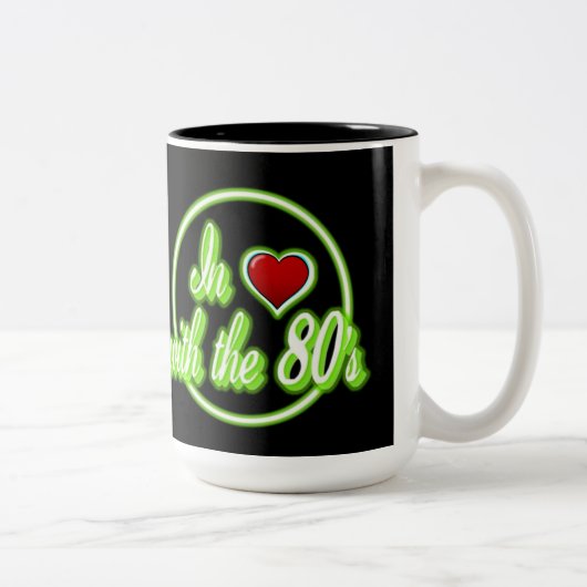 In liefde met de 80's Retro Green Neon Logo Mok (Rechts)