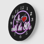 In liefde met de 80's Retro Paarse neonklok Grote Klok (Hoek)