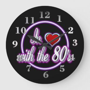In liefde met de 80's Retro Paarse neonklok Grote Klok