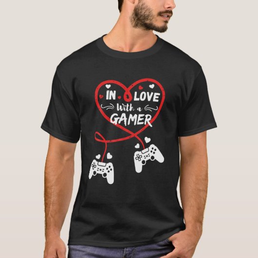 In liefde met een gamer Valentijnsdag game Lover T-shirt (Voorkant)