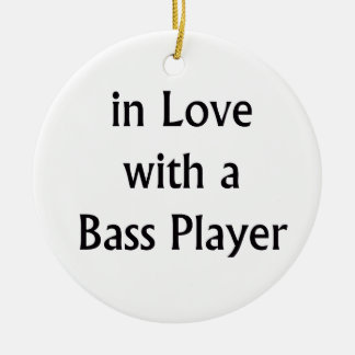 In liefde met een zwarte tekst van een bass Player Keramisch Ornament