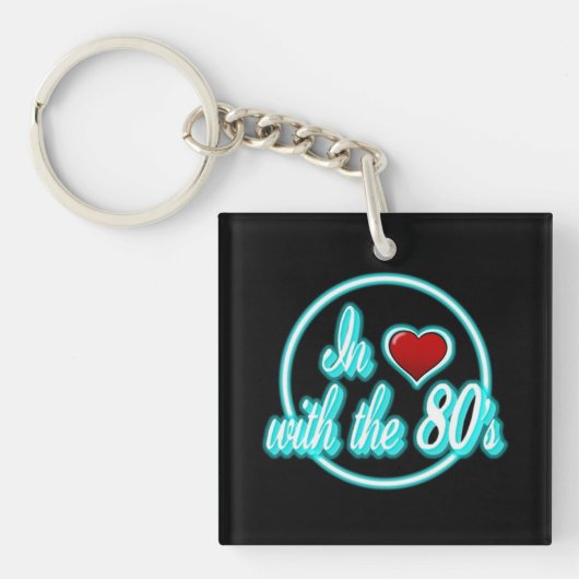 In liefde met het 80's Retro 80's Logo Sleutelhang Sleutelhanger (Voorkant)