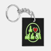 In liefde met het 80's Retro Green Logo Sleutelhan Sleutelhanger (Voorkant Links)