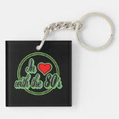 In liefde met het 80's Retro Green Logo Sleutelhan Sleutelhanger (Achterkant)