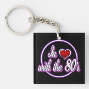 In liefde met het Paars Logo van 80's Retro Sleutelhanger
