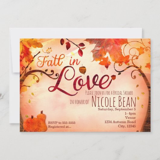 IN LIEFDE VALEN Uitnodigingen voor herfst bruidsme (Voorkant)