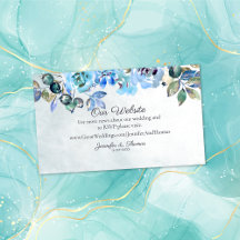 In Liefde Waterverf Blauw Bloemen Bruiloft Website