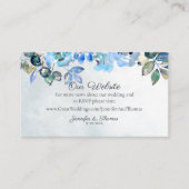 In Liefde Waterverf Blauw Bloemen Bruiloft Website Informatiekaartje (Voorkant)