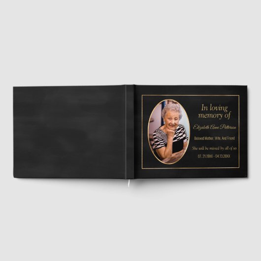 In Liefdevolle Geheugen Elegant Zwart Goud Foto Me Gastenboek (Volledig)