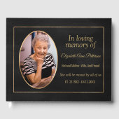 In Liefdevolle Geheugen Elegant Zwart Goud Foto Me Gastenboek (Voorkant)