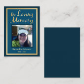 In Liefdevolle Geheugen Elegante Faux Gold Photo B Visitekaartje (Voorkant / Achterkant)