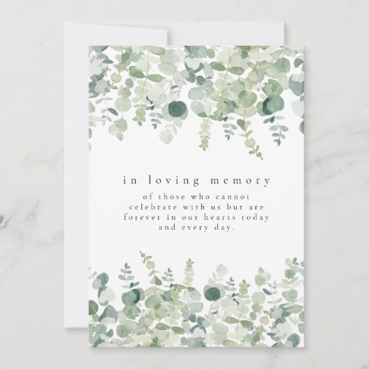 In Liefdevolle Geheugen Eucalyptus Bruiloft Gedenk Kaart (Voorkant)
