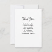 In Liefdevolle Geheugen Foto Elegant Script begraf Bedankkaart (Achterkant)