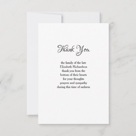 In Liefdevolle Geheugen Foto Elegant Script begraf Bedankkaart (Achterkant)