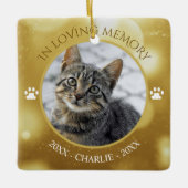 In Liefdevolle Geheugen Kat Foto Gouden Keepsake Keramisch Ornament (Voorkant)