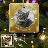 In Liefdevolle Geheugen Kat Foto Gouden Keepsake Keramisch Ornament