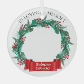 In Liefdevolle Geheugen Kerstkrans Opa Foto Glas Ornament (Voorkant)