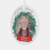 In Liefdevolle Geheugen Kerstkrans Opa Foto Glas Ornament (Voorkant links)