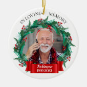 In Liefdevolle Geheugen Kerstkrans Opa Foto Keramisch Ornament (Voorkant)