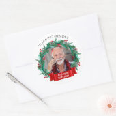 In Liefdevolle Geheugen Kerstkrans Opa Foto Ronde Sticker (Envelop)