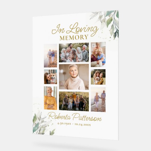 In Liefdevolle Geheugen Memorial Fotocollage Custo Acryl Bord (Hoek)