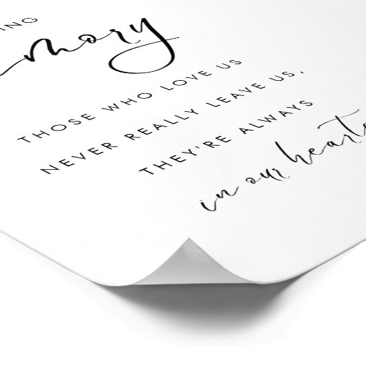 In Liefdevolle Geheugen Modern Tafelteken van het Poster (Hoek)