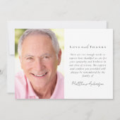 In Liefdevolle Geheugen Moderne Minimale Foto Verd Bedankkaart (Achterkant)