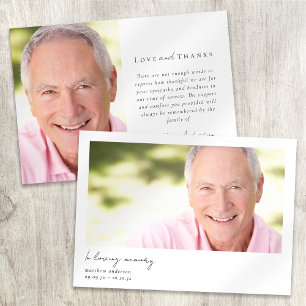 In Liefdevolle Geheugen Moderne Minimale Foto Verd Bedankkaart