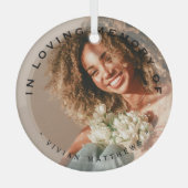 In Liefdevolle Geheugen Moderne Overlay Foto Glas Ornament (Voorkant)