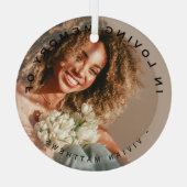 In Liefdevolle Geheugen Moderne Overlay Foto Glas Ornament (Achterkant)