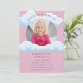 In Liefdevolle Geheugen Roze Wolken Kinderbegrafen Kaart (Staand voorkant)