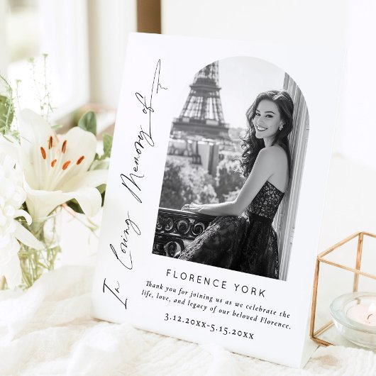 In Liefdevolle Geheugenboog foto begrafenis Welkom Reclamebord Met Voetstuk