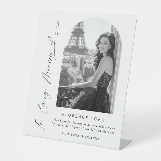 In Liefdevolle Geheugenboog foto begrafenis Welkom Reclamebord Met Voetstuk (Voorkant)