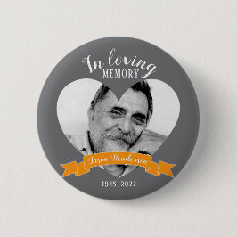 In liefdevolle geheugenfoto hartnaam oranje knop ronde button 5,7 cm